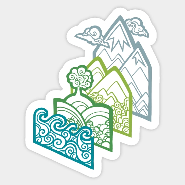 How to Build a Landscape (outline) Sticker by Waynem